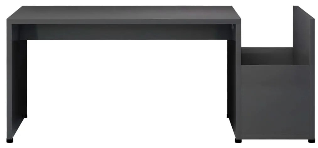 Mesa de centro 90x45x35 cm contraplacado cinzento brilhante