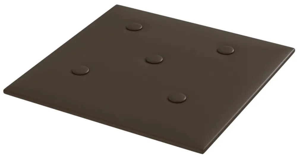 Painel parede 12 pcs 30x30cm couro artificial 1,08 m² castanho