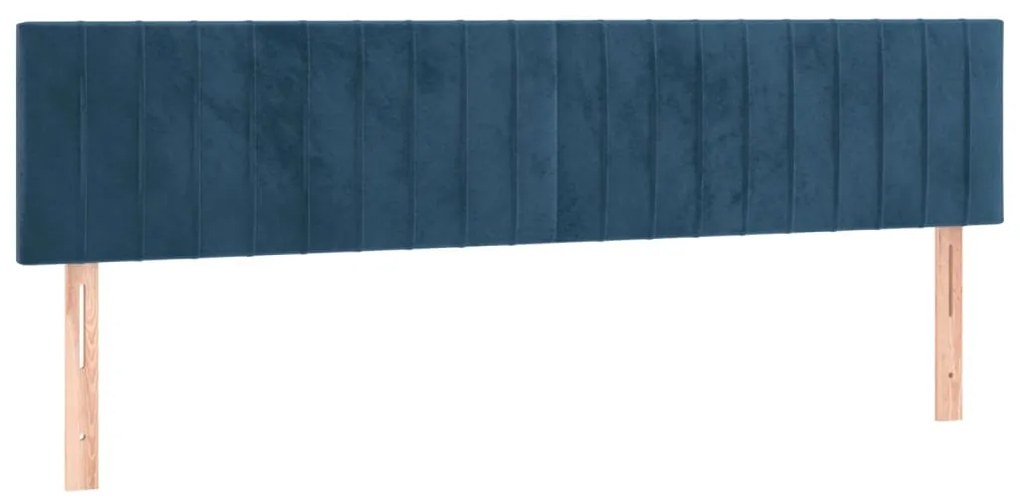 Cabeceira de cama c/ luzes LED veludo 160x5x78/88cm azul-escuro