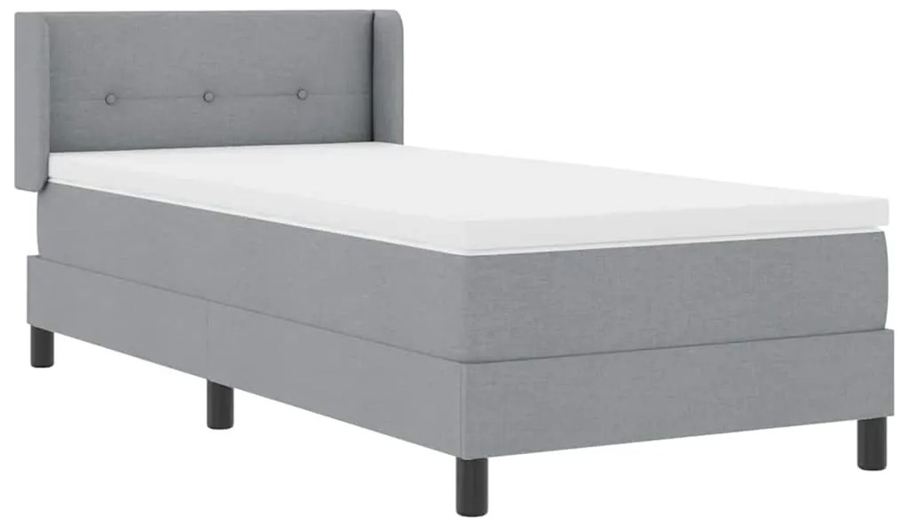 Cama Box com Colchão - Cinza Claro, 80 x 200 cm, Tecido.