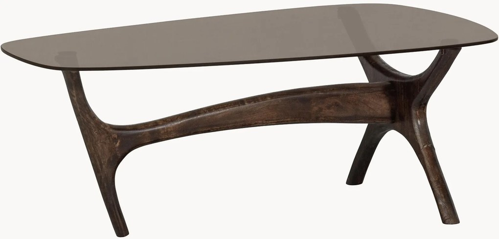 Mesa de centro em madeira de manga com tampo de vidro Flash