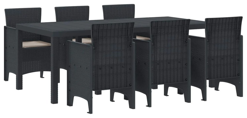 vidaXL Conjunto de Jantar para Jardim 7 pcs Antracite Polipropileno