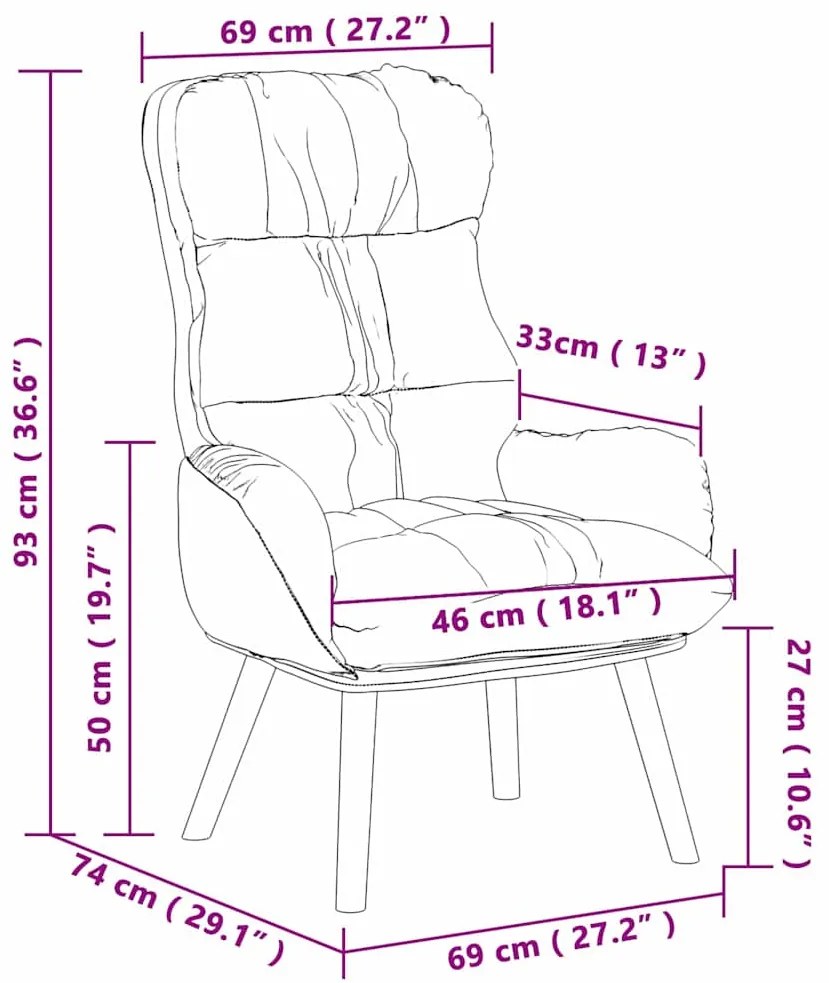 Poltrona Relaxante vidaXL em Couro Sintético Cinza