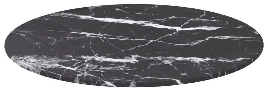 Tampo mesa Ø50x0,8 cm vidro temperado design mármore preto
