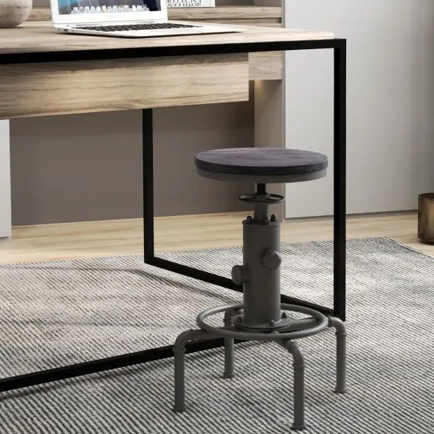 Banco de bar de estilo industrial vintage Altura ajustável 59,5-75 cm com apoio para os pés Cadeira de jantar para bar restaurante