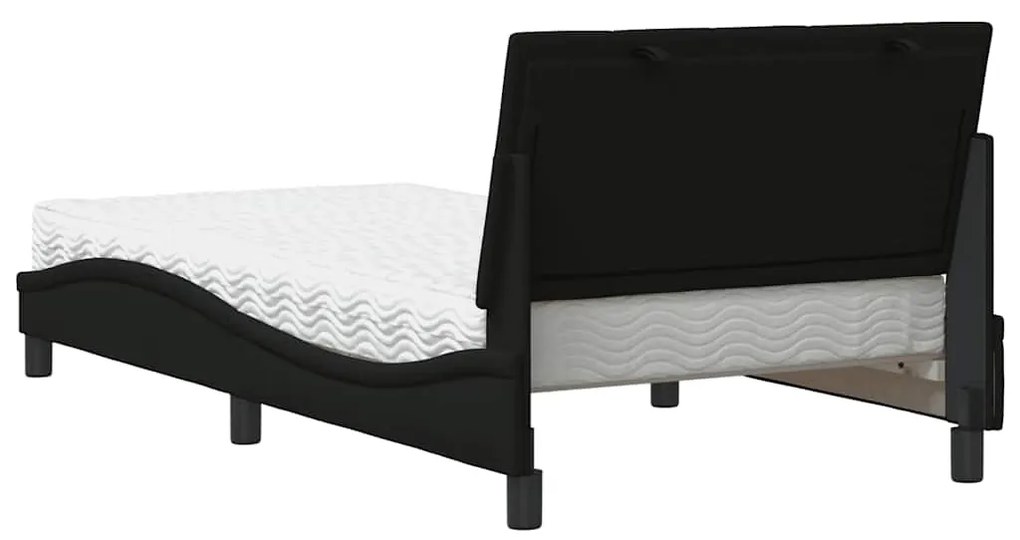 Cama com colchão 100x200 cm tecido preto