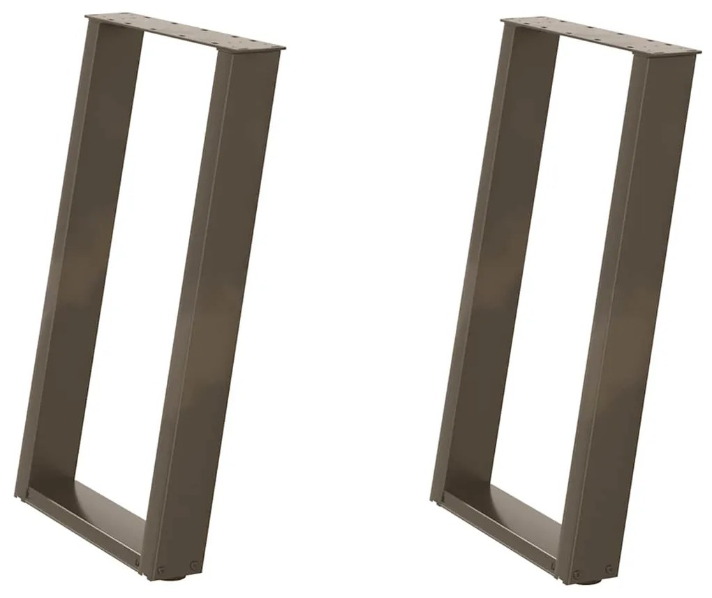 Pés para mesa de jantar em formato de U, 2 peças, aço natural, 60x(72-