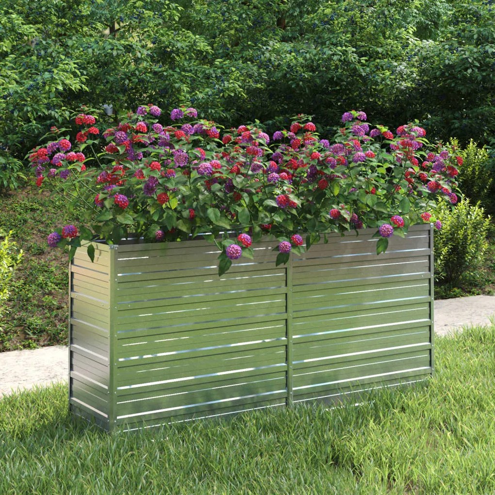 316894 vidaXL Canteiro elevado de jardim 160x40x77cm aço galvanizado prateado