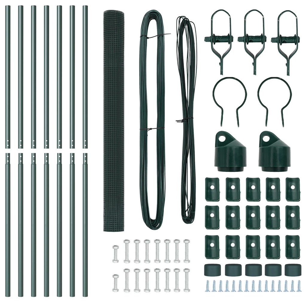 Conjunto de Poste de Cerca Conjunto de 2 Verde Aço, PVC