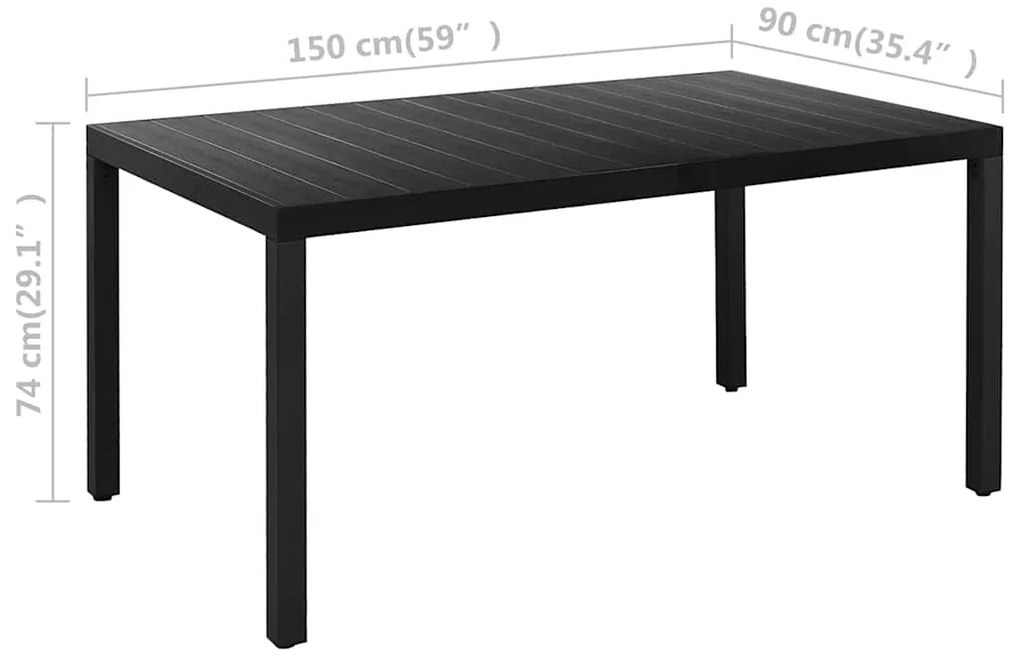 5 pcs conjunto de jantar para jardim preto e castanho