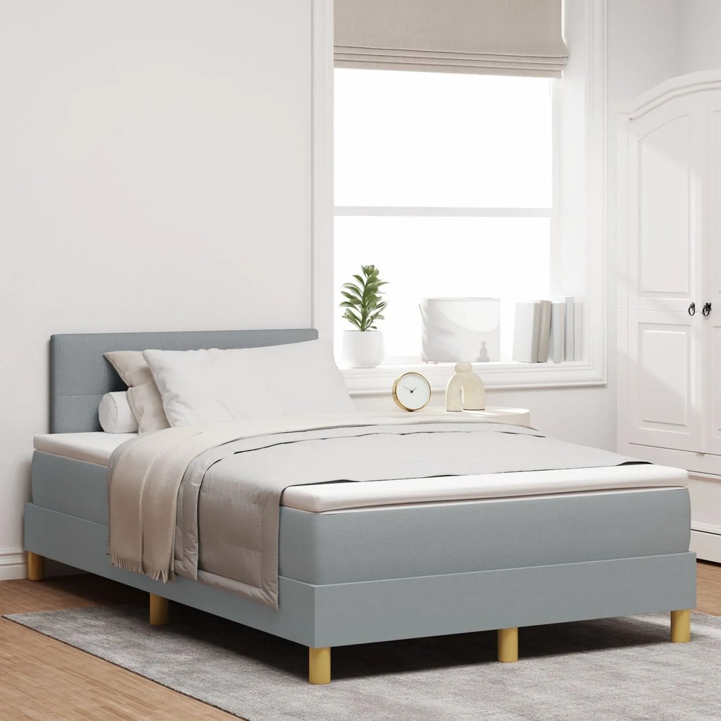Cama Box com Colchão Cinza Claro 120x200 cm Tecido