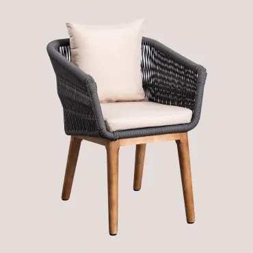 Cadeira De Jantar Em Madeira De Acácia E Corda Entrançada Barker Cinza Antracite - Sklum