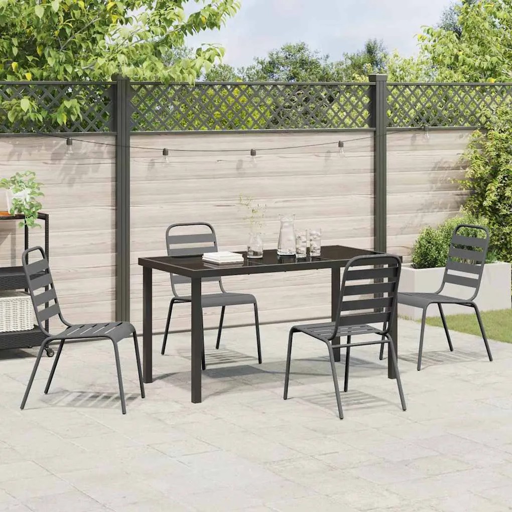 Conjunto de Jantar de Jardim com 5 Peças , Cinza Escuro, Aço
