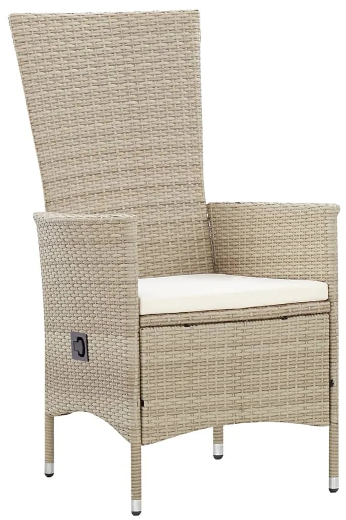 9 pcs conjunto jantar exterior com almofadões vime PE bege