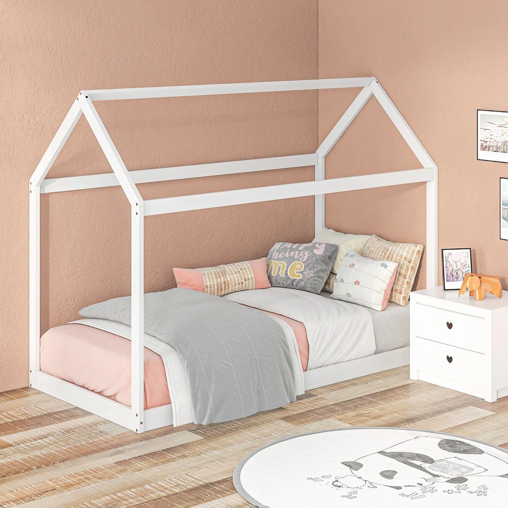 Cama Individual 90x190 cm Estrutura de Cama Somier de Madeira em Forma