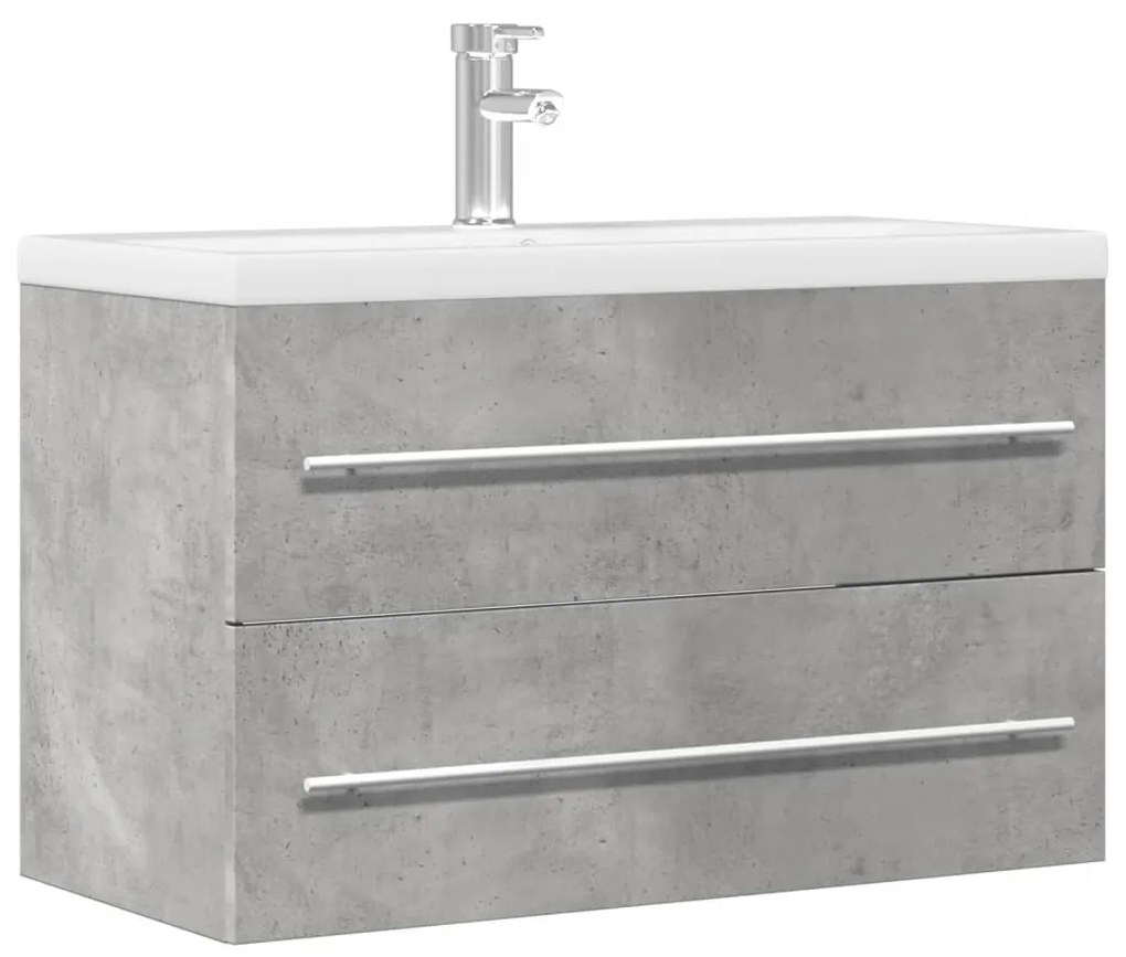 vidaXL Armário de lavatório derivados de madeira cinza concreto