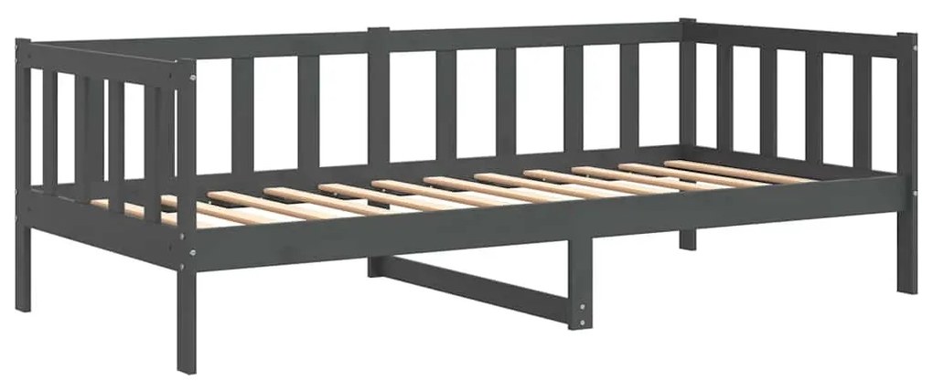 Sofá-cama 90x200 cm madeira de pinho maciça cinzento