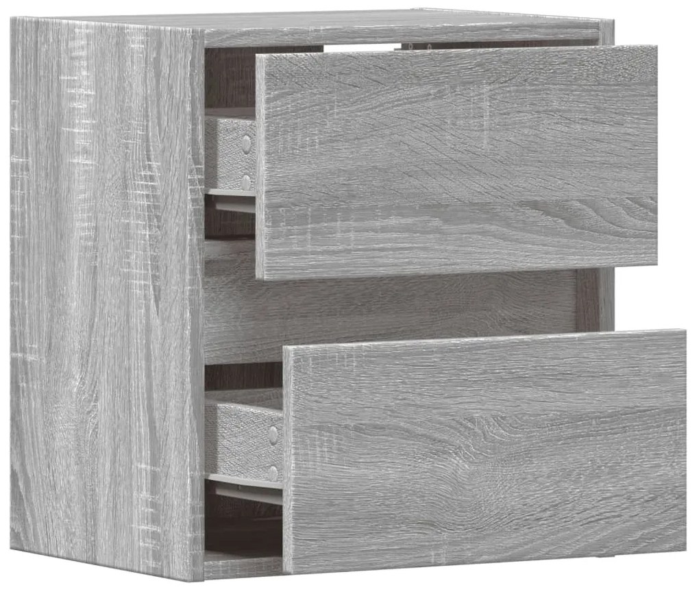Mesa de cabeceira de parede com luzes LED cinzento sonoma