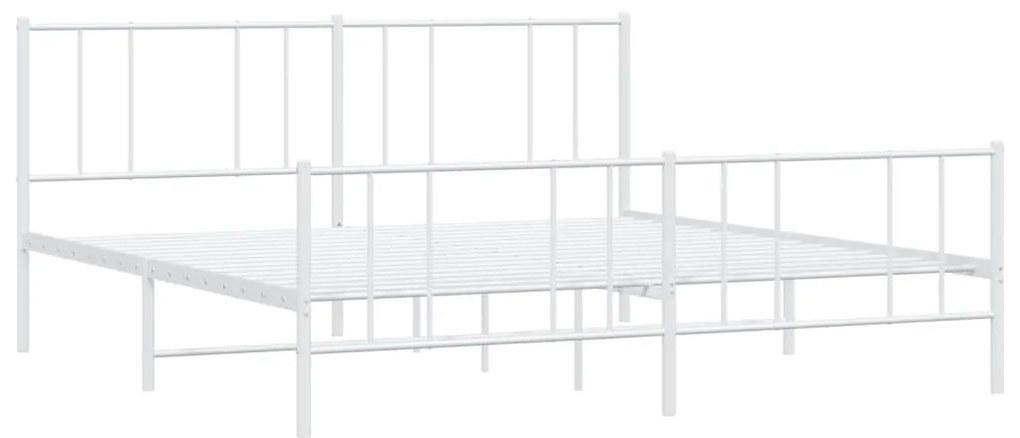 Estrutura de cama com cabeceira e pés 183x213 cm metal branco