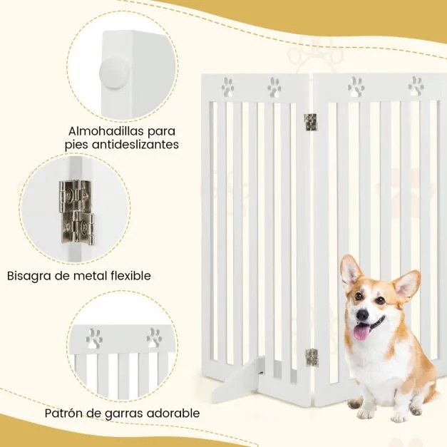 Barra de segurança extra largo com 2 pés de apoio Barreira interior de 3 painéis para escadas autónomas 50 x 89 cm Branco