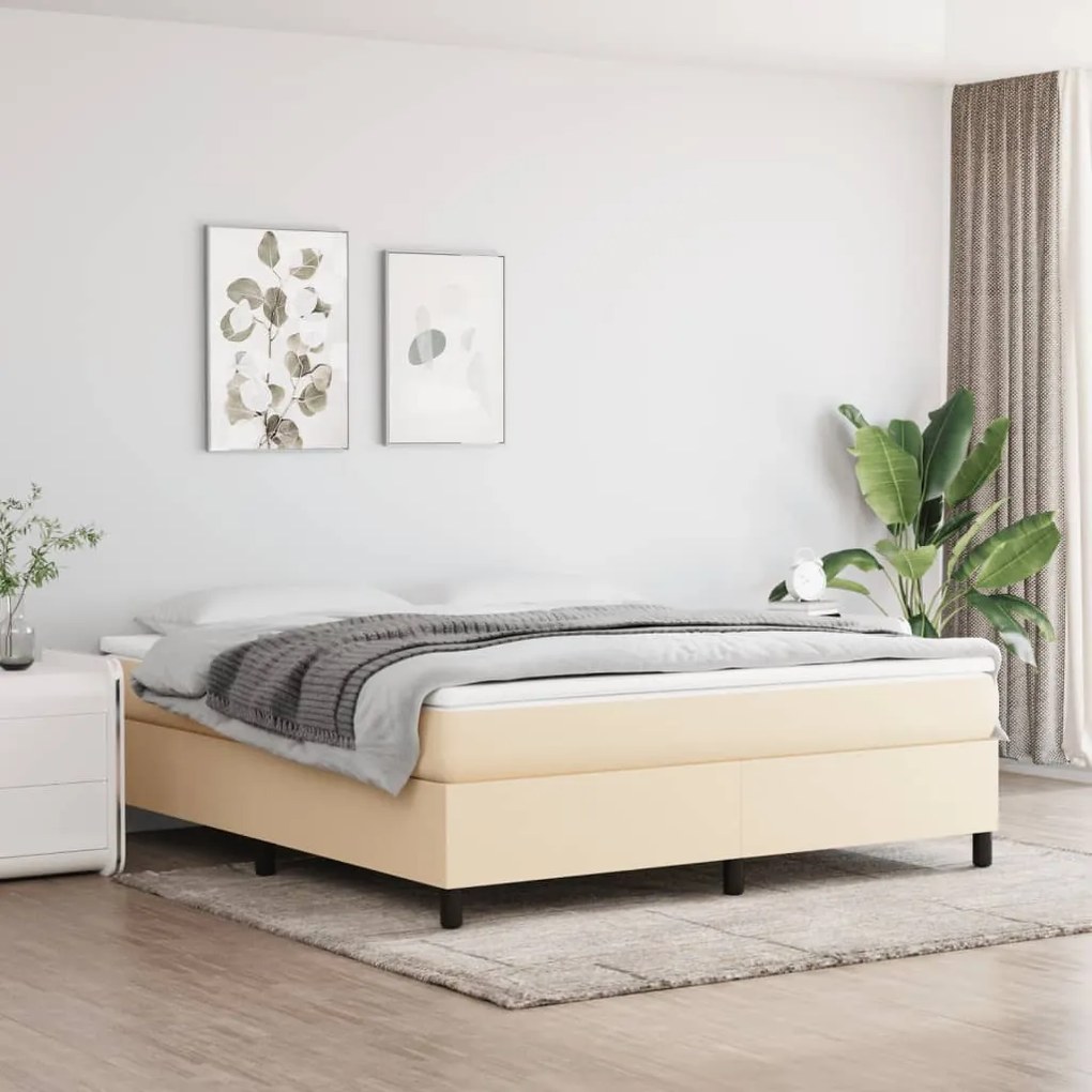 Estrutura de cama sem colchão 180x200 cm tecido cor creme