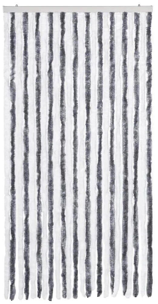 Cortina anti-insetos 100x220 cm chenille cinzento e branco
