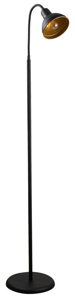 Candeeiro de Pé Lik – Preto e Dourado – 34 x 30 cm, Altura 150 cm