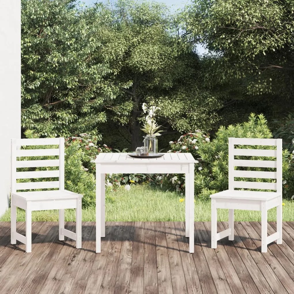 3154672 vidaXL 3 pcs conj. bistrô para jardim madeira de pinho maciça branco