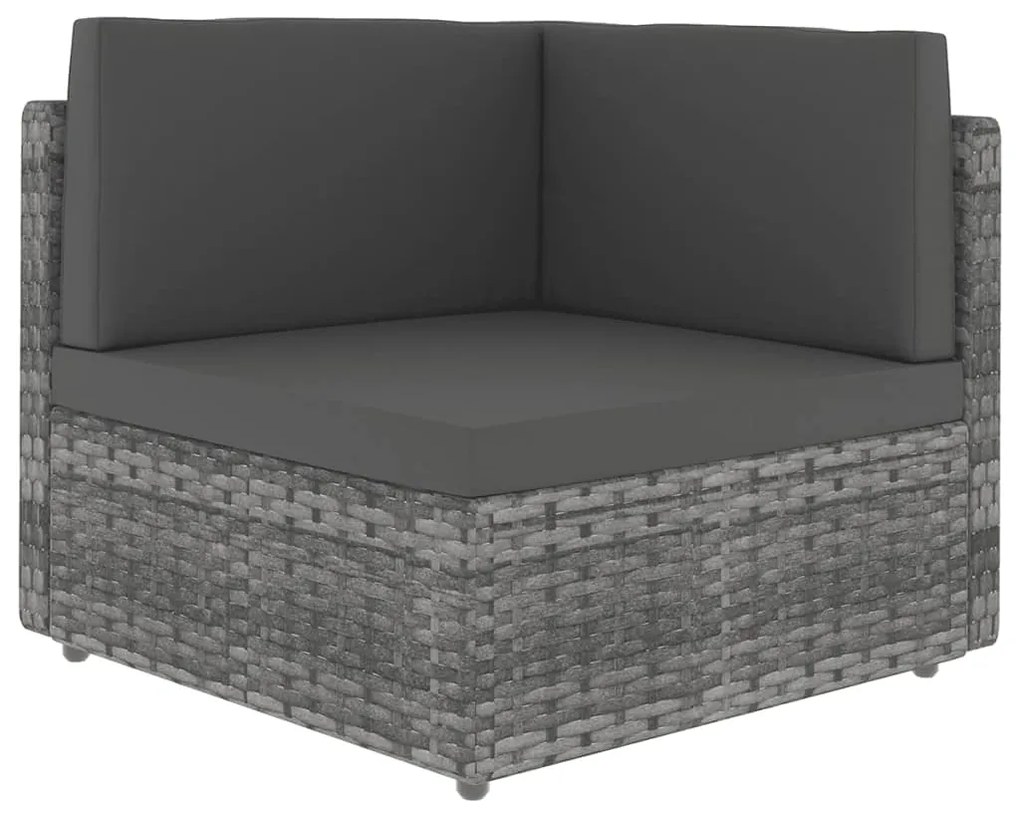 9 pcs conjunto lounge de jardim c/ almofadões vime PE cinzento