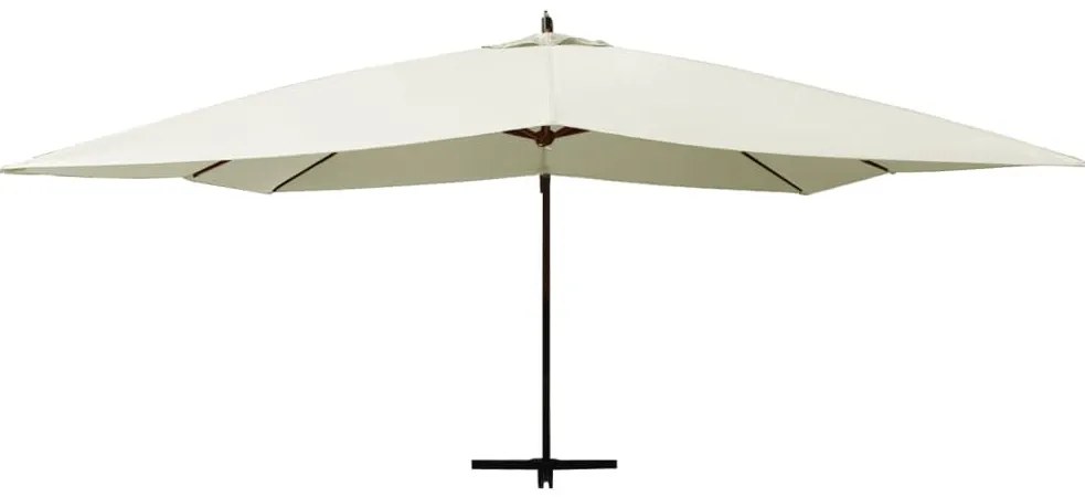 Guarda-sol jardim cantilever c/ poste madeira cinza-acastanhado