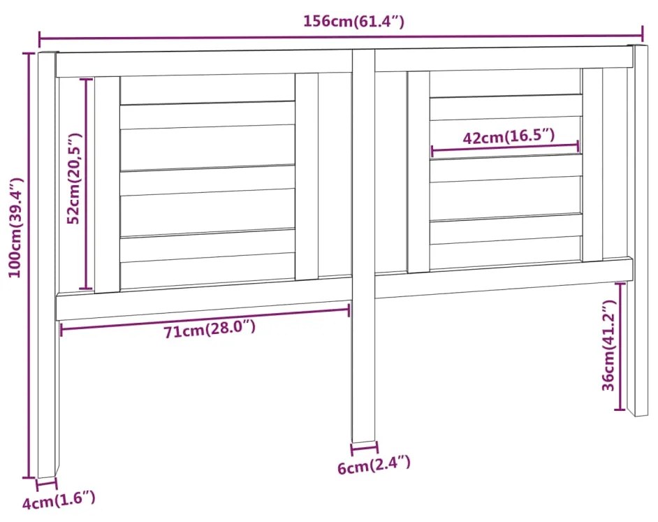 Cabeceira de cama 156x4x100 cm pinho maciço