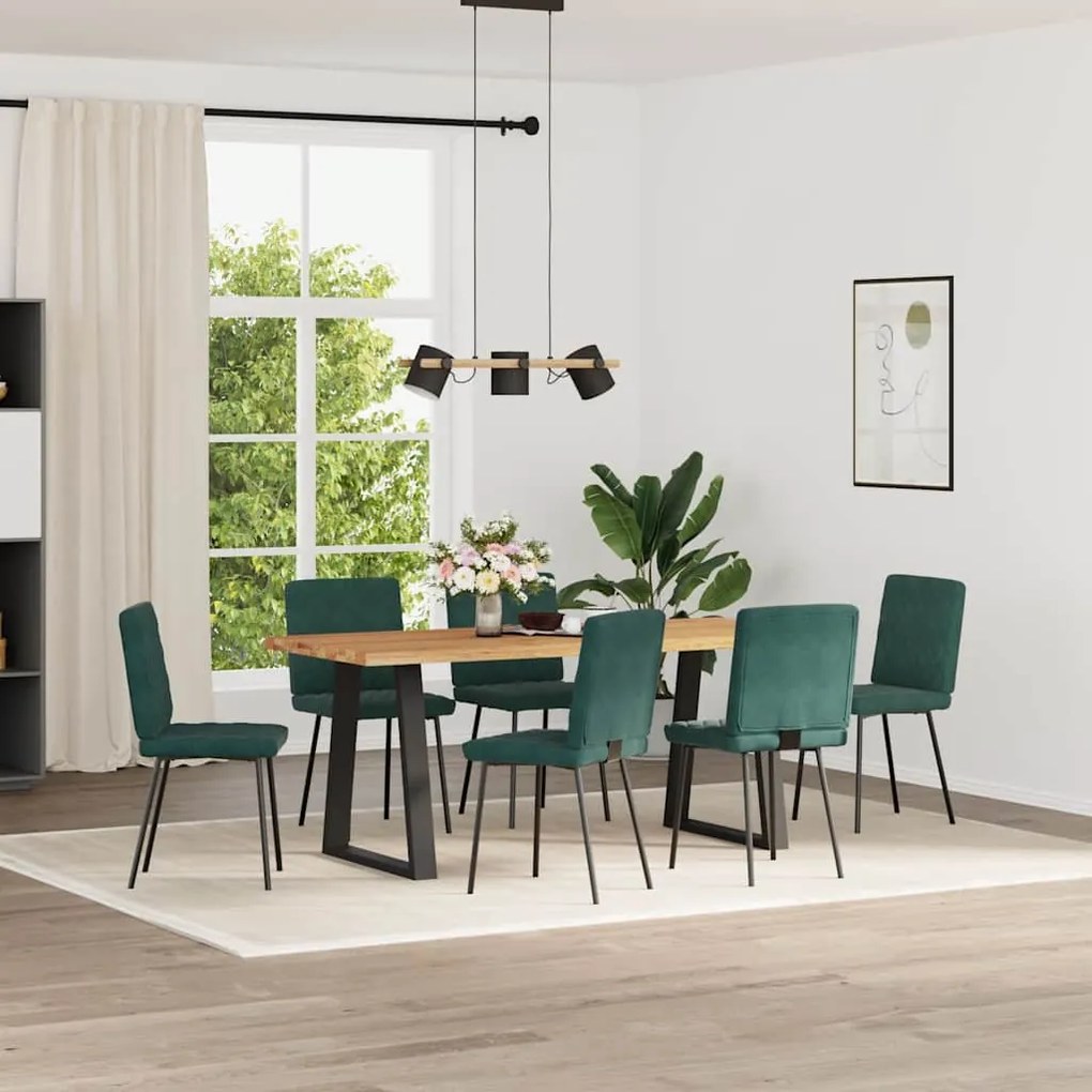 Cadeiras de jantar 6 pcs veludo verde-escuro