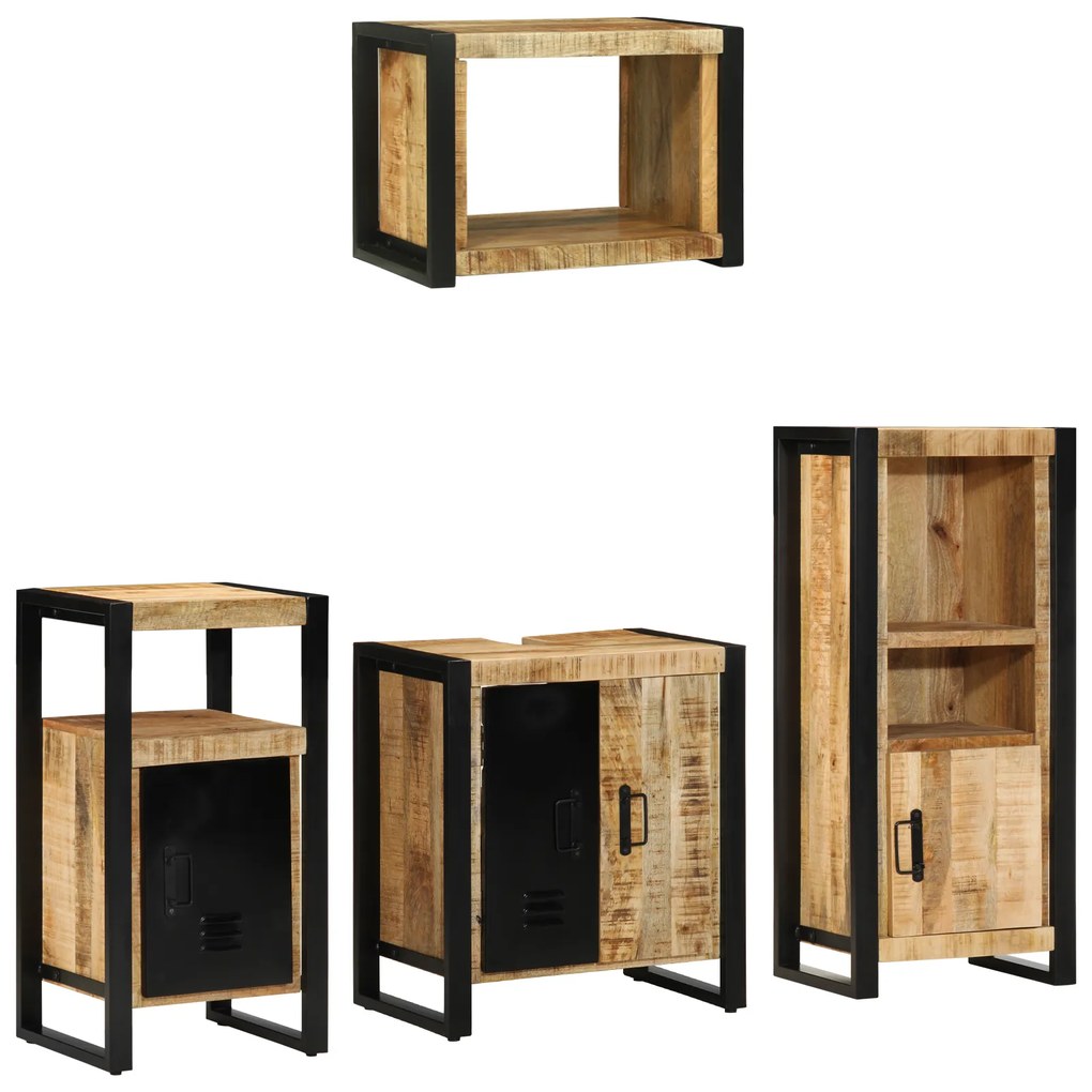 vidaXL Conjunto de Móveis para Banheiro 4 pcs Madeira de manga maciça