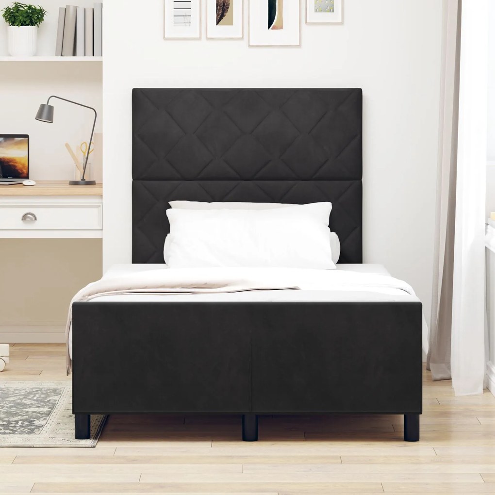 Estrutura de Cama de Veludo Preto vidaXL 120x200 cm