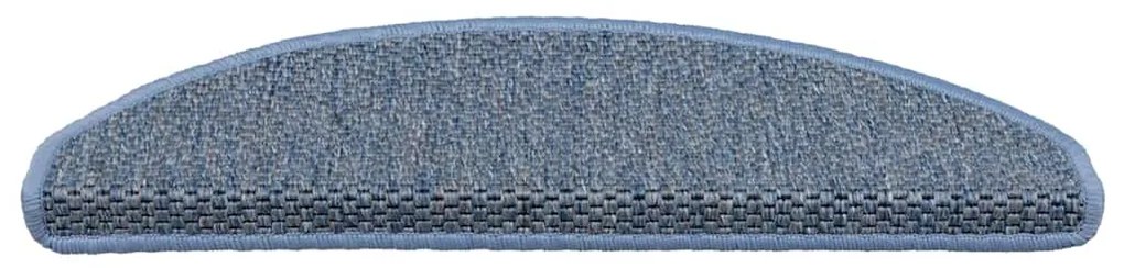 Tapetes escada adesivos aspeto sisal 15 pcs 65x21x4 cm azul