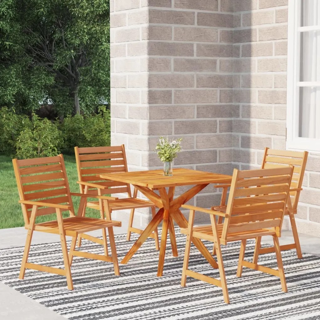 vidaXL 5 pcs conjunto de jantar para jardim madeira de acácia maciça