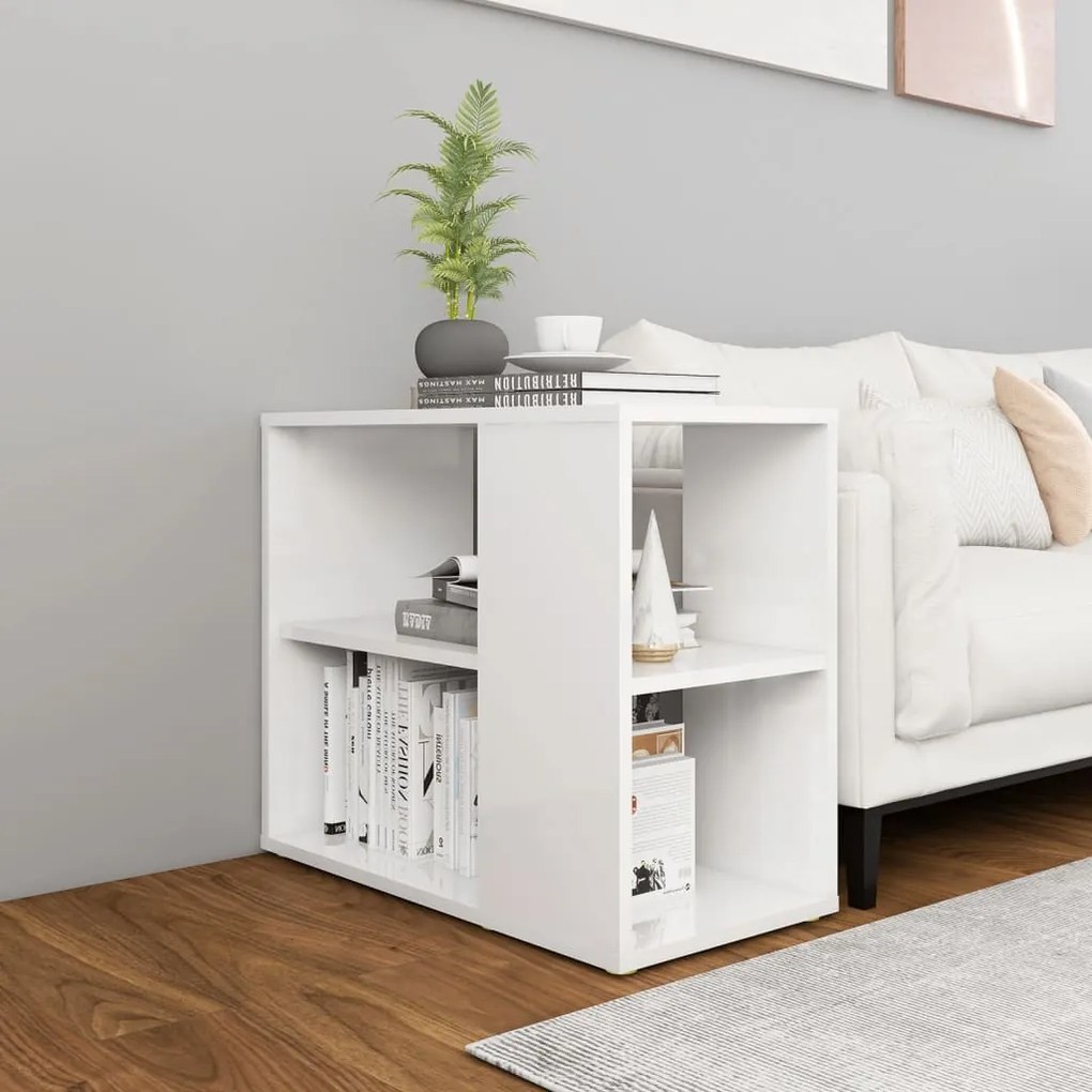 806307 vidaXL Móvel lateral 60x30x50 cm contraplacado branco brilhante