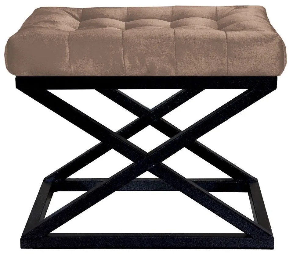 Pouffe Capraz – Preto e Castanho – 50x42x40 cm