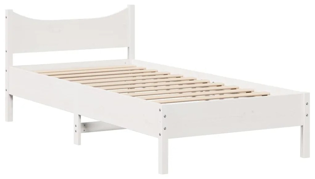 Cama sem colchão 75x190 cm madeira de pinho maciça branco
