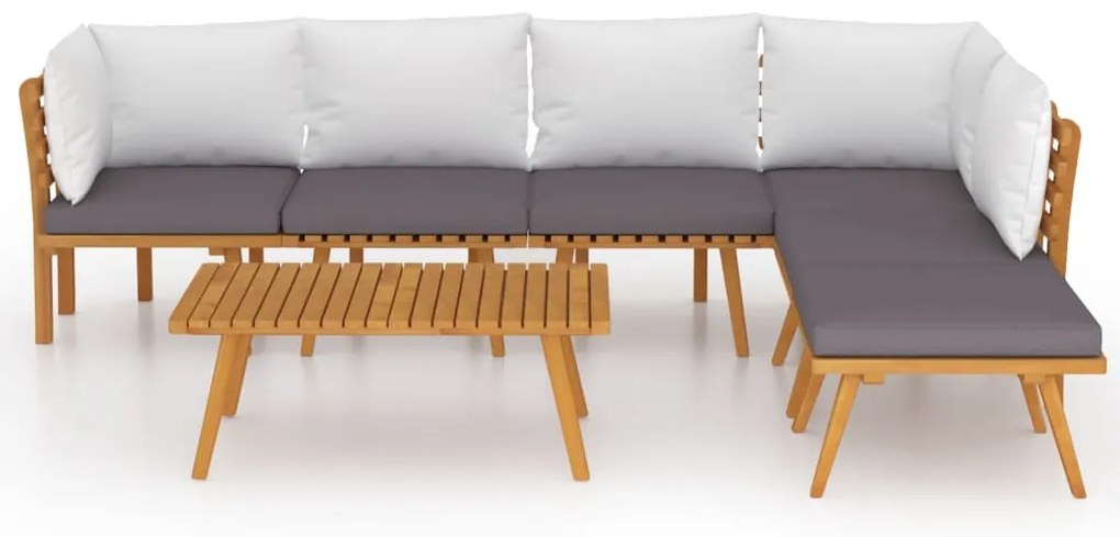 7 pcs conjunto lounge de jardim c/ almofadões acácia maciça