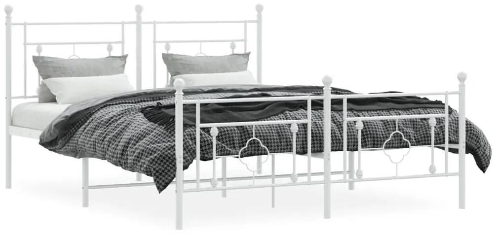 Estrutura de cama com cabeceira e pés 160x200 cm metal branco