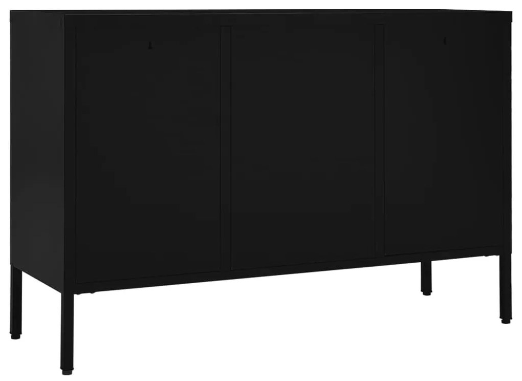 Aparador 105x35x70 cm vidro temperado e aço preto