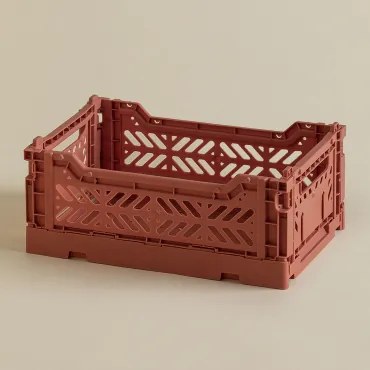 Caixa Dobrável E Empilhável De Plástico Doli Terracota & 26 Cm - Sklum