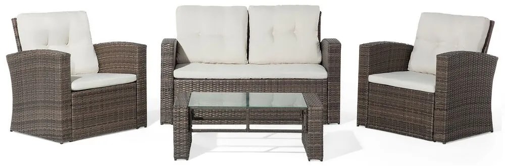 Conjunto de jardim em rattan castanho com 4 lugares LUCA Beliani