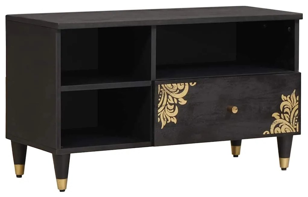 vidaXL Gabinete para TV Preto 80 x 33 x 46 cm Madeira de manga maciça