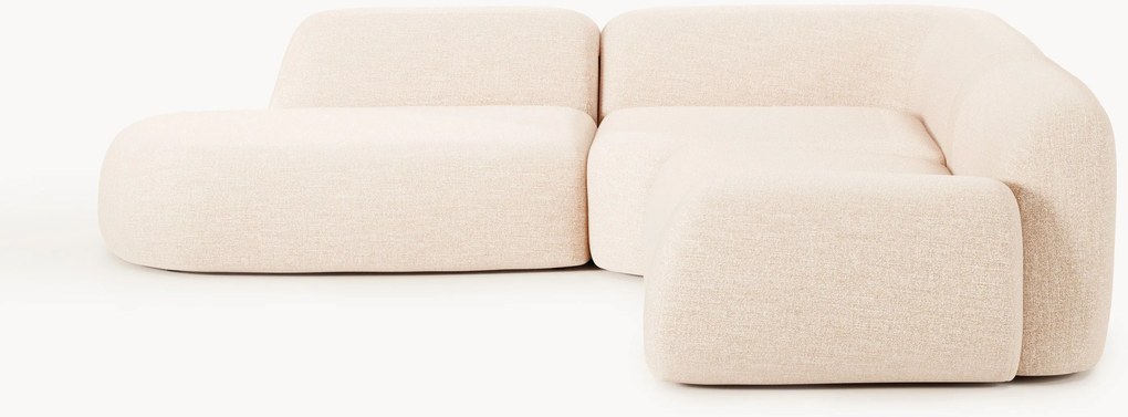 Sofá de canto modular em bouclé com chaise longue Wolke (4 lugares)