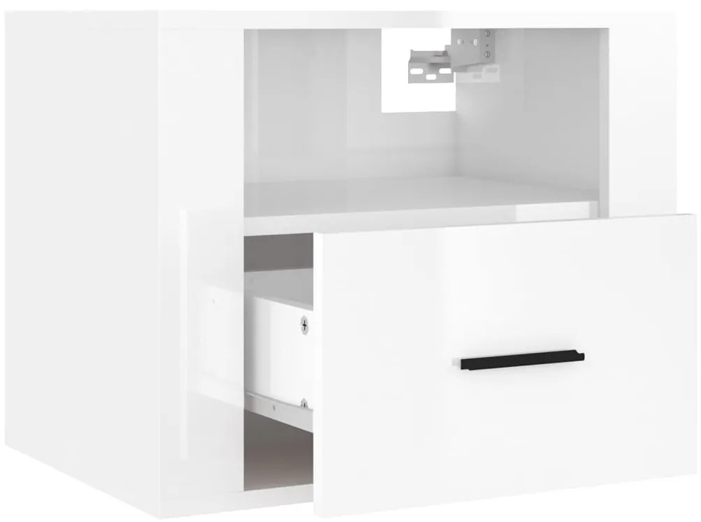 Mesas de cabeceira parede 2 pcs 50x36x40 cm branco brilhante