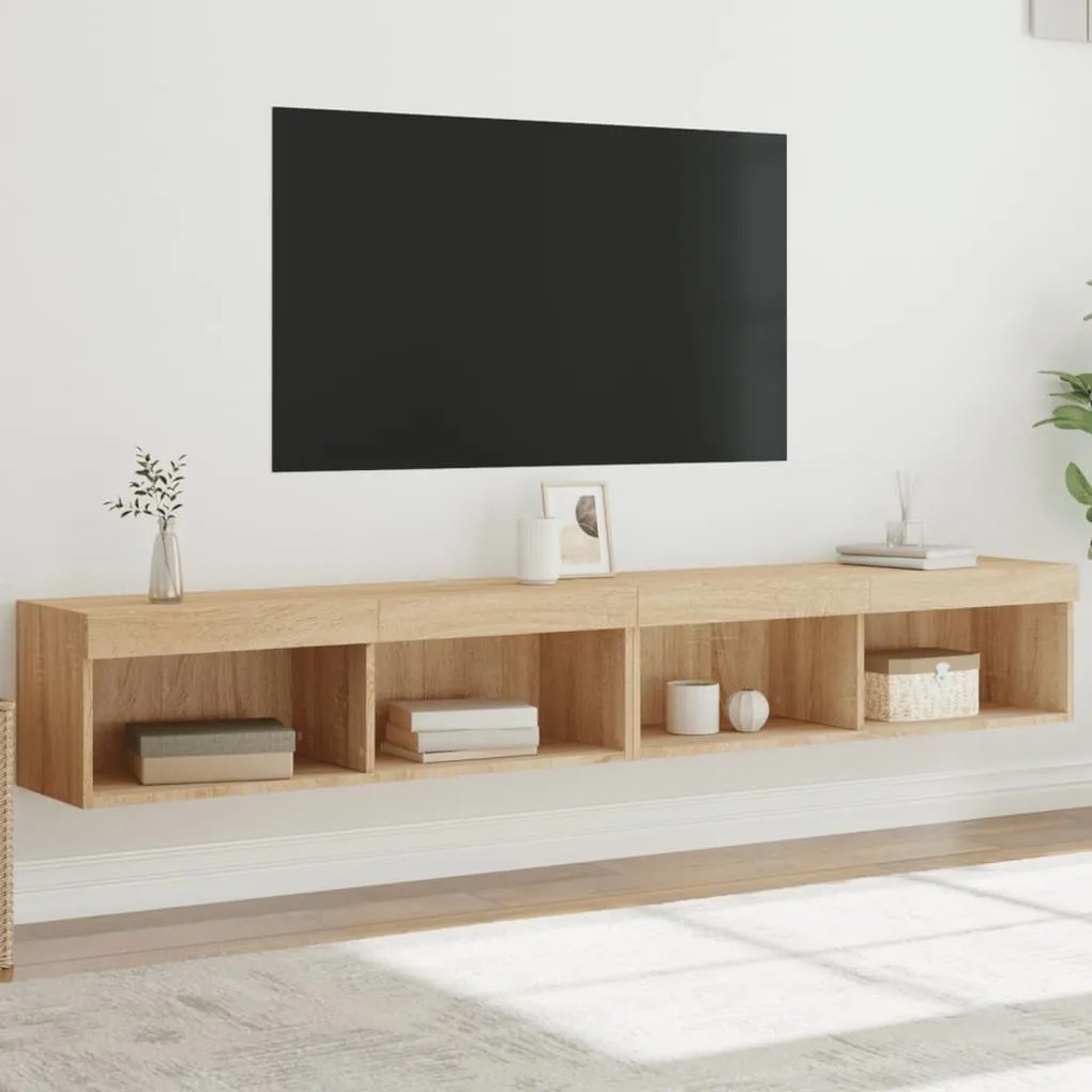 vidaXL Móveis de TV com luzes LED 2 pcs 100x30x30 cm carvalho sonoma