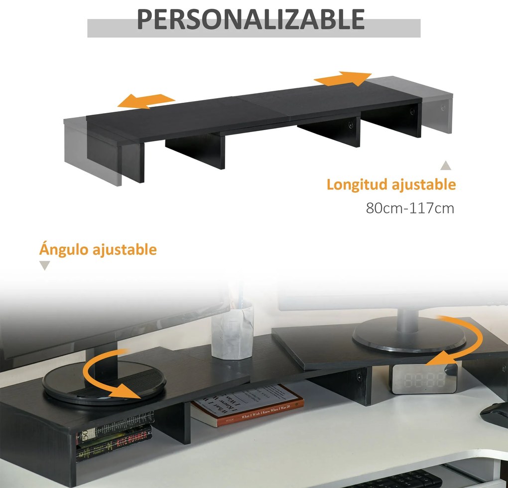 Vinsetto Suporte Elevado para Monitores de Madeira Ajustável em Compri