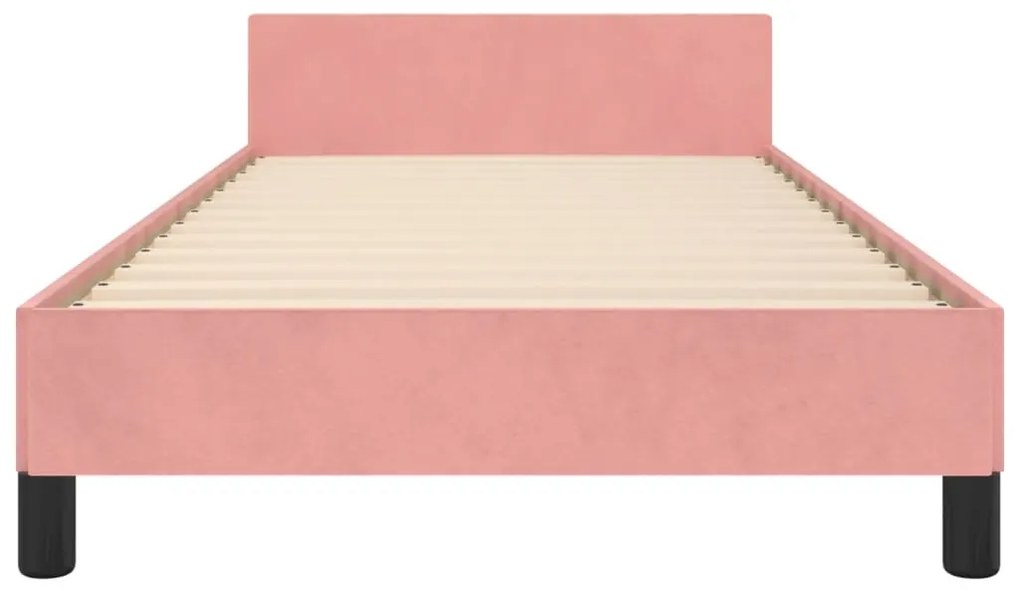 Estrutura de cama c/ cabeceira 90x200 cm veludo rosa